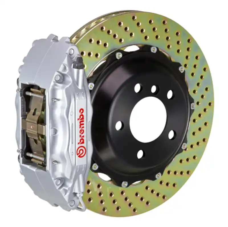 Brembo 92-98 318i/325i (Excl. xDrive) Front GT BBK 6 Piston Cast 355x32 2pc Rotor Drilled-Silver Hassle-Free Returns