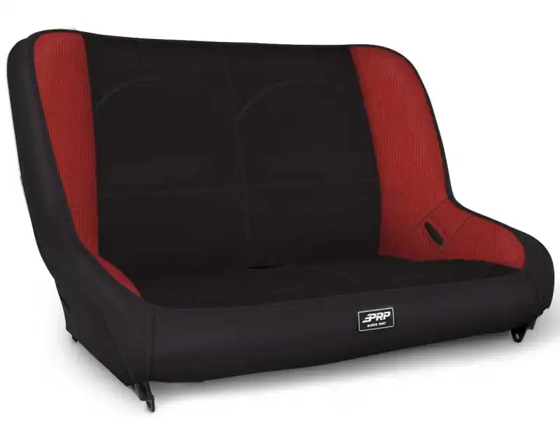 Professional Grade PRP Jeep CJ7/YJ Low Back Rear Bench - Black/Red