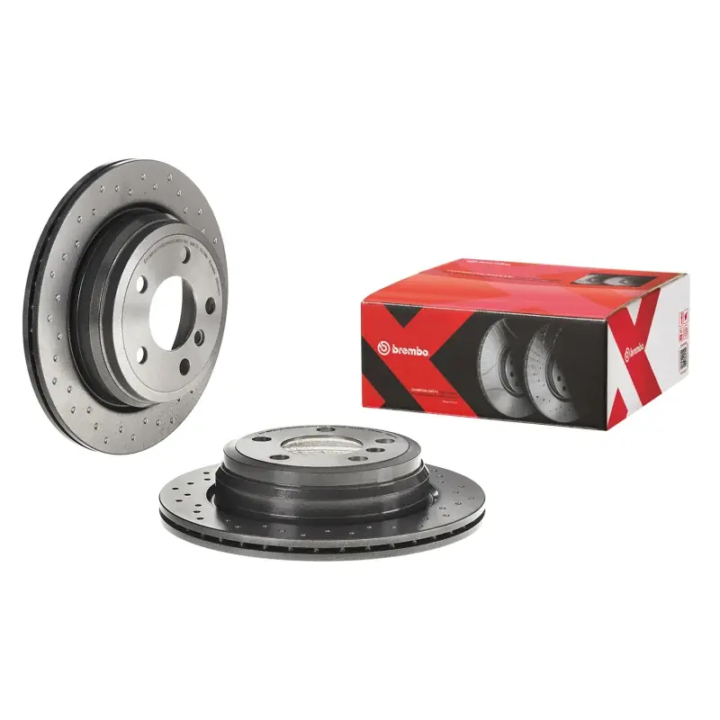 Fresh Stock Brembo 13-18 BMW 320i xDrive Rear Premium Xtra Cross Drilled UV Coated Rotor