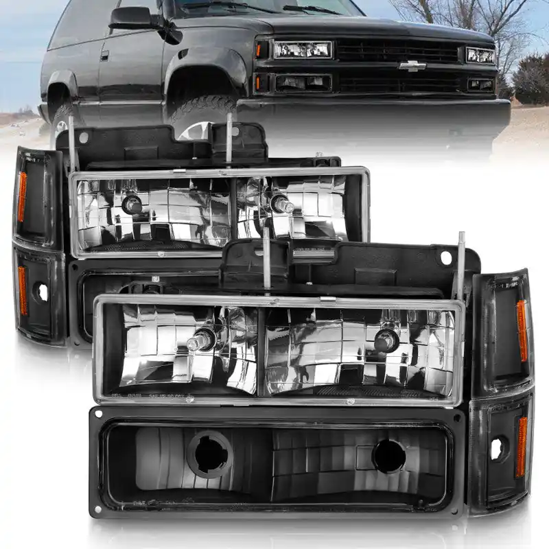 Hot Deal ANZO 88-98 Chevrolet C1500 Crystal Headlights Black