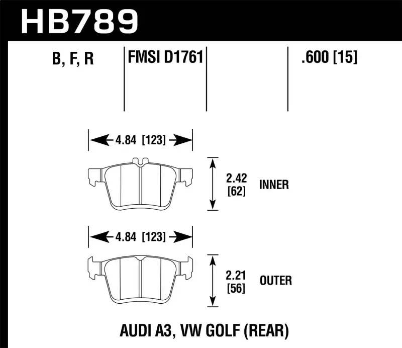 Same Day Shipping Hawk 15-20 Audi A3 / 19-20 Volkswagen Jetta HP+ Street Rear Brake Pads