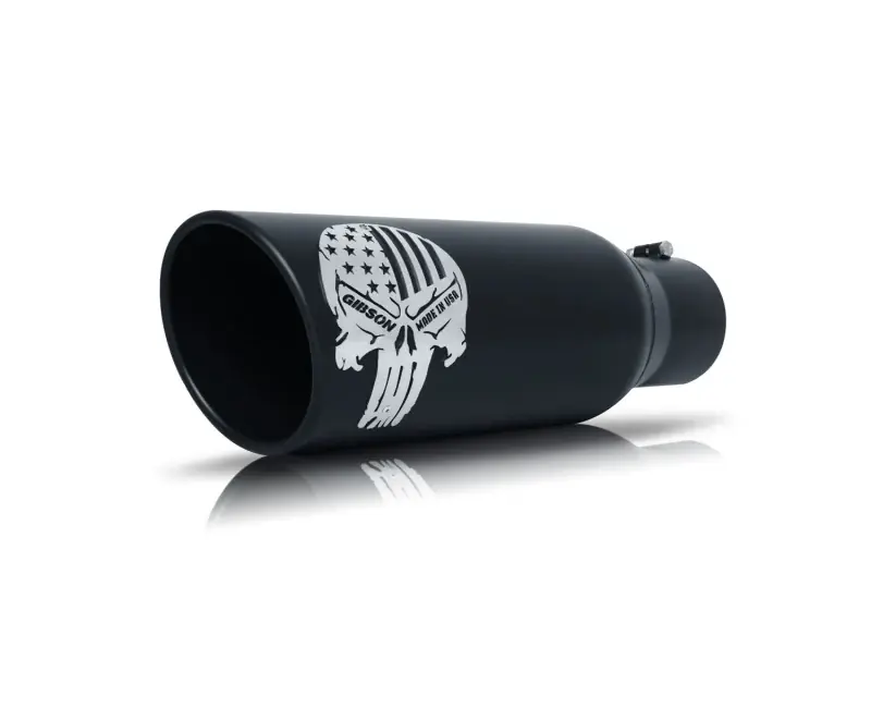 Gibson Patriot Skull Rolled Edge Angle-Cut Tip - 5in OD/2.75-3in Inlet/12in Length - Black Ceramic Direct From Factory