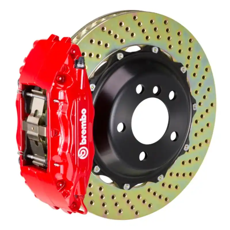 Brembo 03-08 FX35/FX45 Front GT BBK 4 Piston Cast 2pc 380x32 2pc Rotor Drilled-Red Best Price