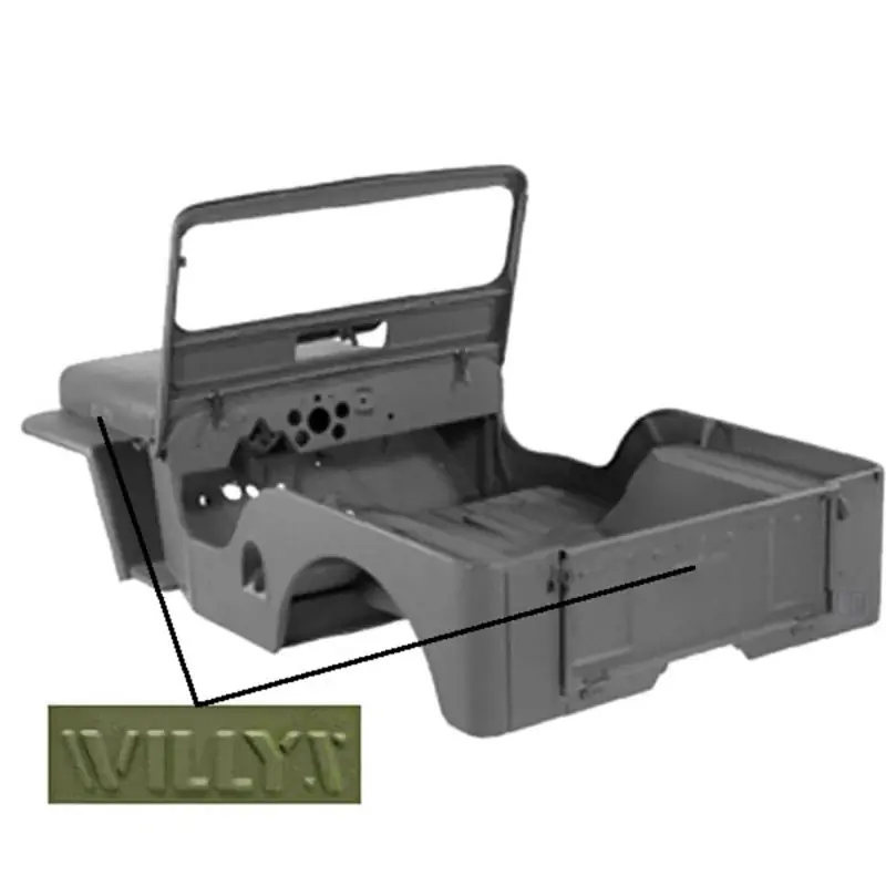 Fan Favorite Omix Body Tub Kit with Willys Script 49-53 Willys CJ3A