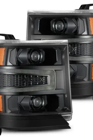 Popular AlphaRex 16-18 Chevy 1500HD LUXX LED Proj Headlights Alpha-BK w/Seq Atv Lgt / SeqSig (Req PN 810023)