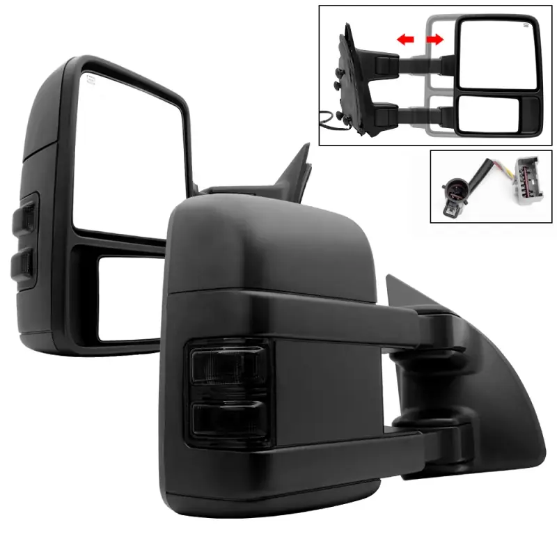 Price Drop xTune L&R G2 Ford Superduty 99-07 Heated Smoke Signal Telescoping Mirrors MIR-FDSD99S-G2-PW-SM-SET
