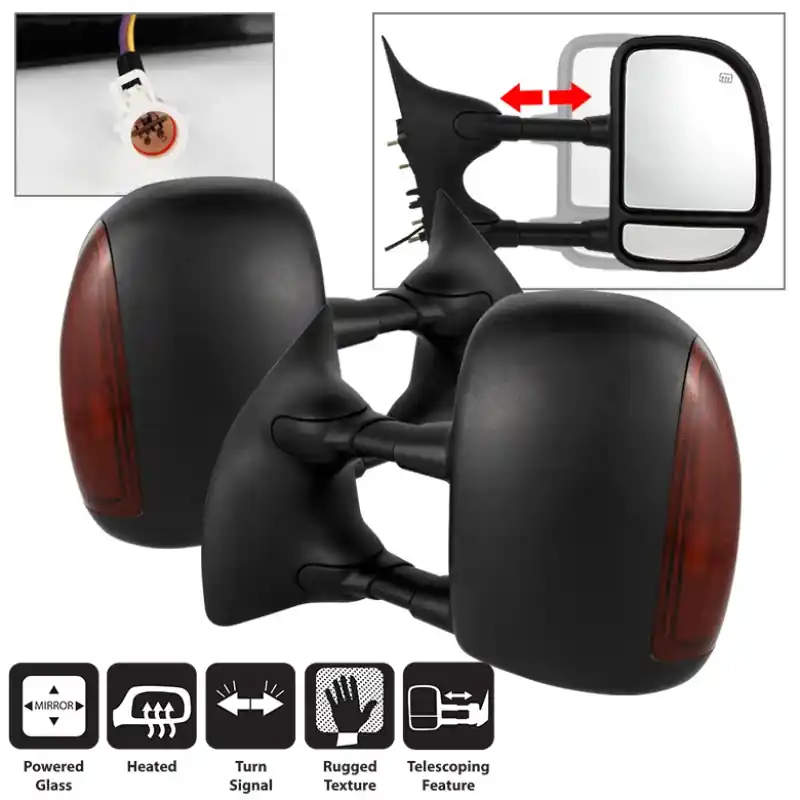 Fast Shipping xTune Ford Superduty 02-07 Manual Extendable Power Heated Adjust Mirror Amber MIR-FDSD99S-PW-AM-SET
