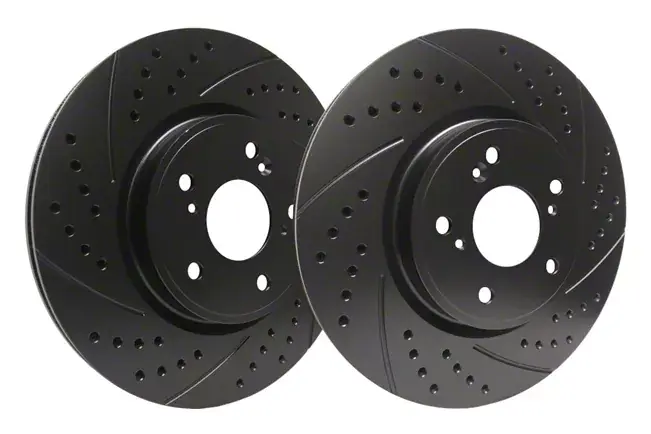 SP Performance Double Drilled and Slotted Rotors with Black Zinc Plating; Rear Pair Must Have