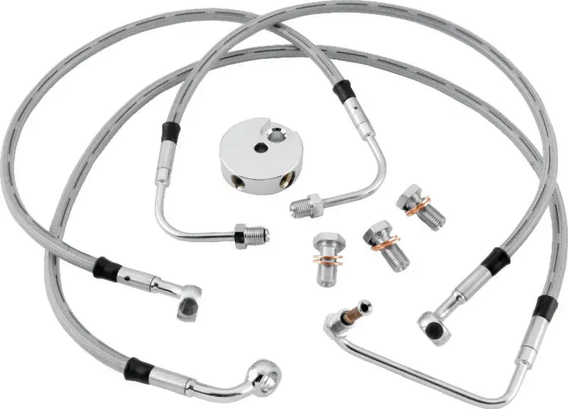 Twin Power 94-07 FLHR Models Stainless Steel Dot Brake Line Kit Front Stock Length Best Price
