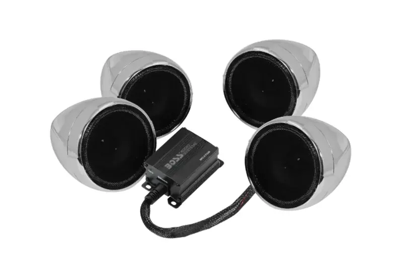 Boss Audio Systems Motorcycle Speaker Amplifier/ Bluetooth/ 3in Speakers Pair- Chrome Next Day Delivery