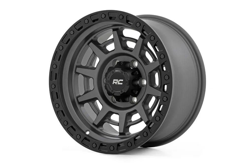 Rough Country Rough Country 85 Series Wheel / Simulated Beadlock / Gunmetal Gray/Black / 17x9 / 5x4.5 / -12mm - 85170913A Clearance