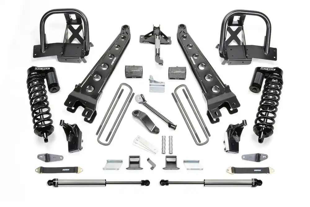 Fresh Stock Fabtech Radious Arm System, 4 in. Lift w/ Dirt Logic 4.0 Coilover and Remote Reservoir Dirt Logic For 11-16 Ford F250 4WD. - K2204DL
