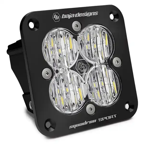 Genuine Baja Designs Squadron Sport Black Wide Cornering Pattern Flush Mount LED Light Pod - Clear
