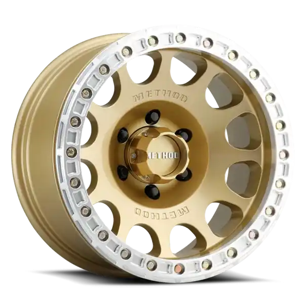Method MR105 V3 Beadlock 17x9 -38mm Offset 5x5 71.5mm CB Gold Wheel w/ BH-H24125 Clearance