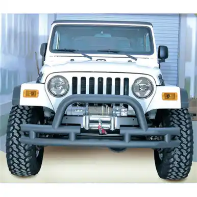 Rugged Ridge 3-In Dbl Tube Front Winch Bumper w/Hoop 76-06 Models - 11561.03 Luxury
