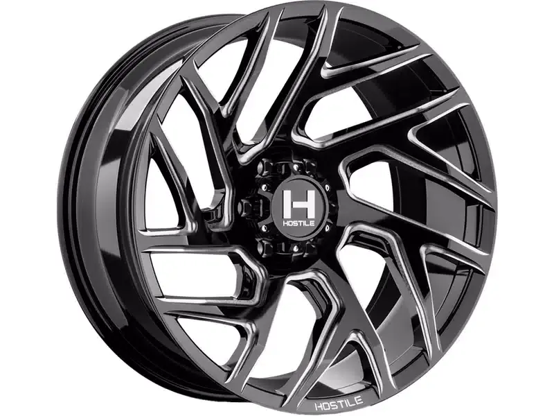 Last Chance Hostile Milled Gloss Black Vortex Wheel H141-2090816550B | RealTruck