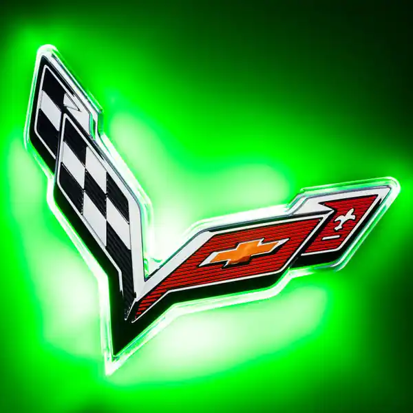 Oracle Corvette C7 Rear Illuminated Emblem - Dual Intensity - Green Limited Offer