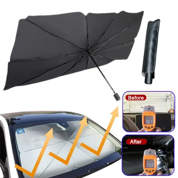Discount Foldable Car Windshield Sun Shade Umbrella UV Protection Heat Insulation Parasol Auto Front Window Cover Interior Protector Summer Gadgets