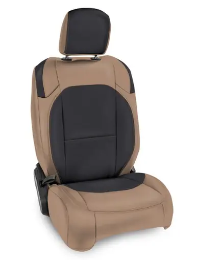 Get Yours PRP 2018+ Jeep Wrangler JLU/4 Door/ Jeep Gladiator JT/ Rubicon Front Seat Covers (Pair) - Black/Tan - B040-04
