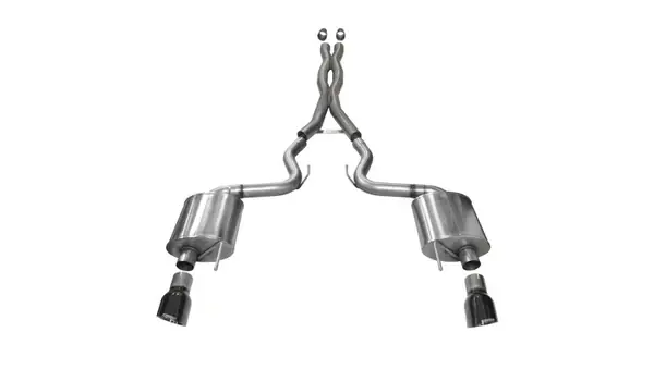 Corsa 2015-2017 Ford Mustang GT 5.0 3in Cat Back Exhaust Black Dual Tips (Sport) Holiday Sale