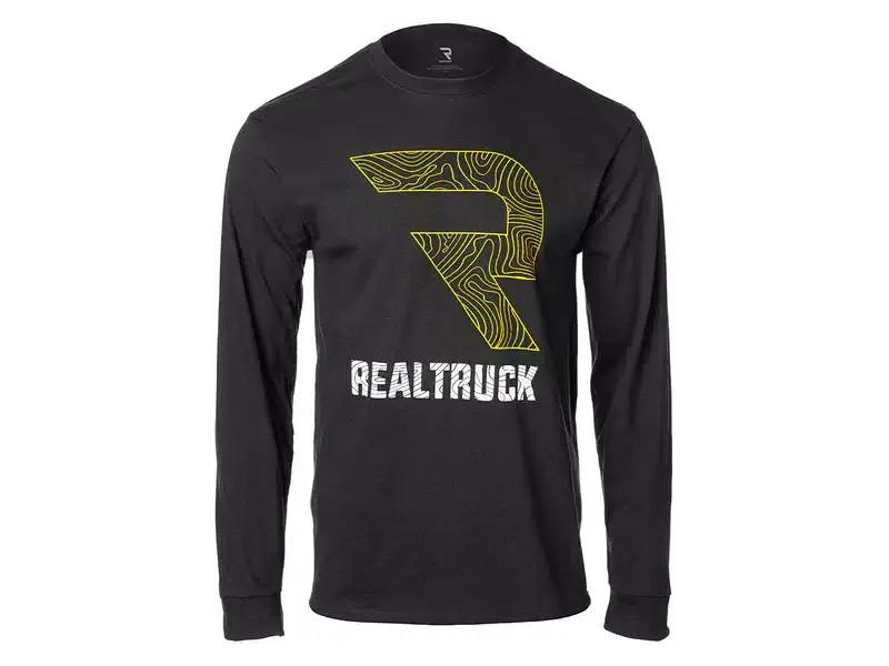 Best Choice RealTruck Men's Black R Topographical Long Sleeve T-Shirt RTF24-TOPR-LST-001-LG | RealTruck