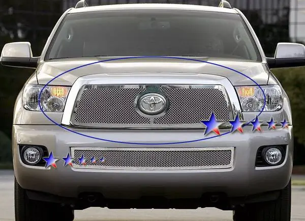 Free Returns Toyota Sequoia APS Wire Mesh Grille - Upper - Stainless Steel - T76553T