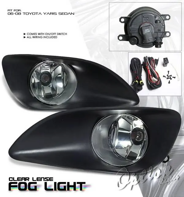 Budget Toyota Yaris Option Racing Fog Light Kit with Wiring Kit - Clear - 28-44193