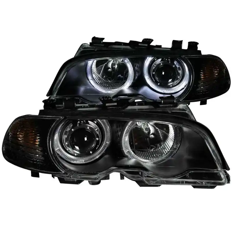 ANZO 2000-2003 BMW 3 Series E46 Projector Headlights w/ Halo Black — PMD Premier Motoring Development Markdown