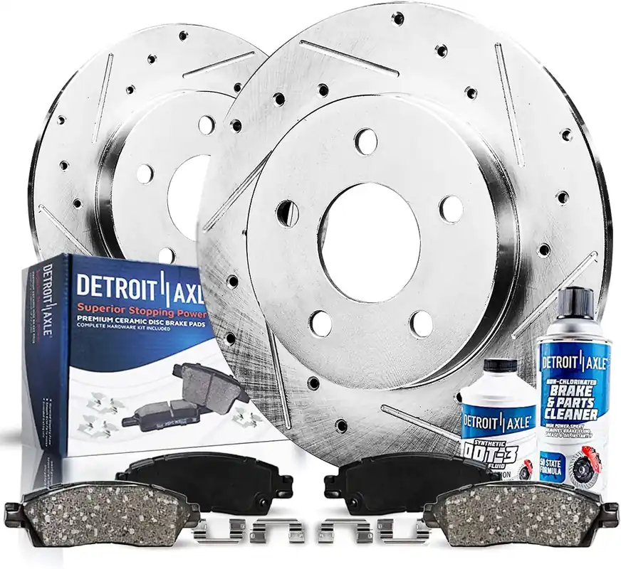 Super Sale 6pc Rear Drilled Slotted Rotors and Ceramic Brake Pads Kit