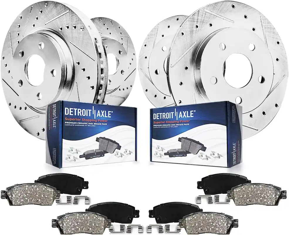 Affordable 8pc Front & Rear Drilled Slotted Rotors and Ceramic Brake Pads Kit