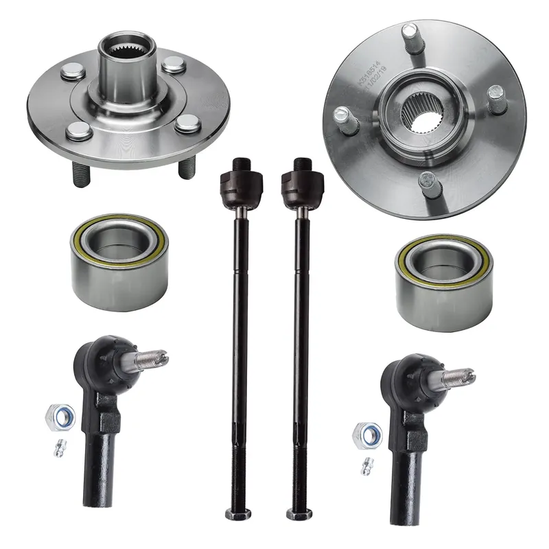 Brand New 6pc Front Wheel Hub and Bearings Tie Rods Suspension Kit