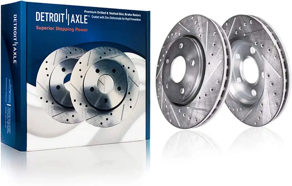Front Drilled and Slotted Brake Rotors (Pair) Big Sale