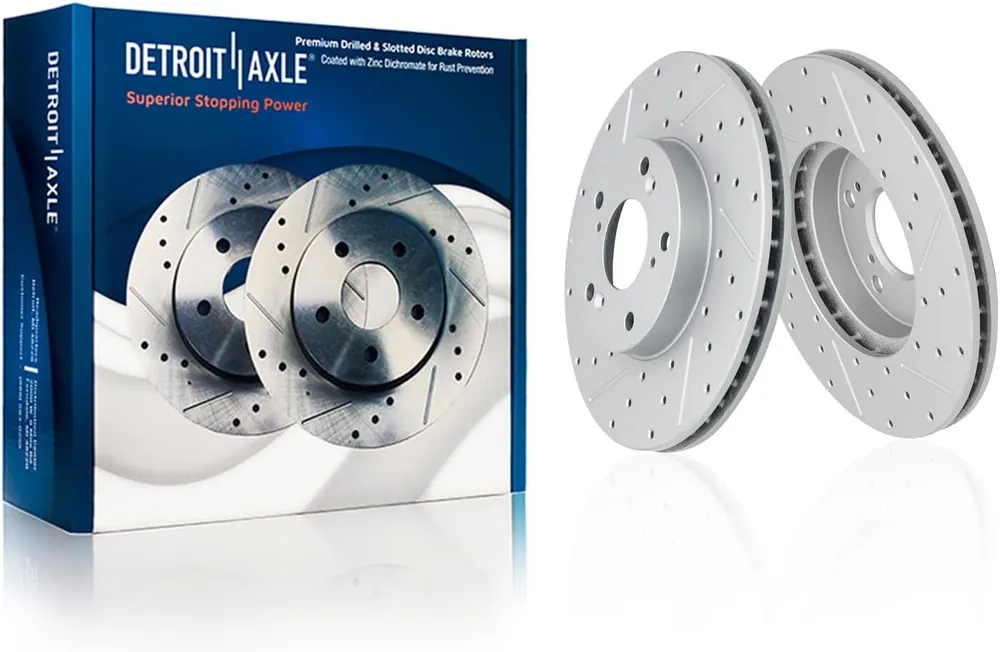 Front Drilled and Slotted Brake Rotors (Pair) Fan Favorite