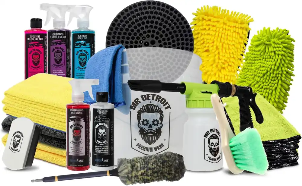 Bargain 18pc Car Washing Kit w\\/Foam Blaster, 3.5 Gal Bucket, Wash Mitts & More