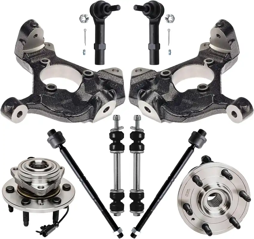 10pc Front Steering Knuckles Wheel Hub and Bearings Tie Rods Suspension Kit Cheap