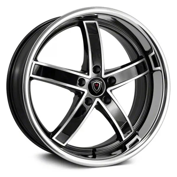 Marquee Wheels M5330 Gloss Black Machined with Stainless Lip Wheel; 20x9; 35mm Offset New Release