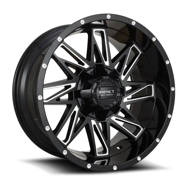 Low Price Impact Off-Road 814 Wheel 17x9 6x139.7 & 6x135 Gloss Black Milled 0mm - FREE T-SHIRT INCLUDED!