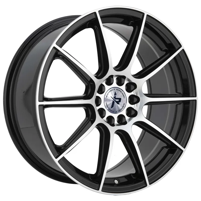 Impact Racing 502 Wheel 18x8 5x100 & 5x114.3 Gloss Black Machined 38mm - FREE T-SHIRT INCLUDED! Limited Offer