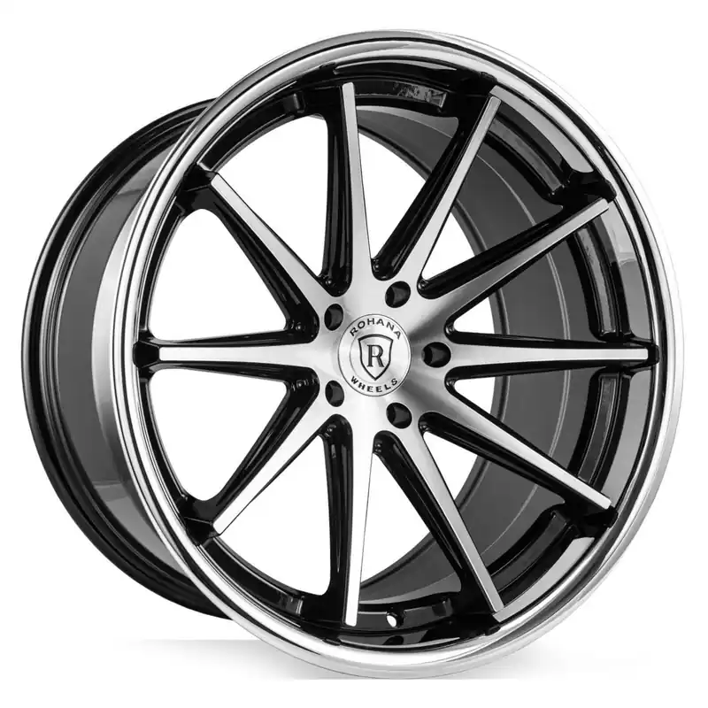 Time-Limited Rohana Rfc10 Wheel 20x10 5x108 Machine Black w/ Chrome Lip 40mm - FREE T-SHIRT INCLUDED!