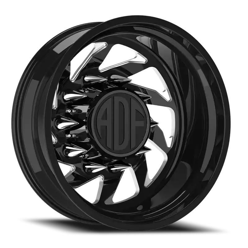 While Supplies Last Adf Contractor Right Dually Wheel 20x8.25 8x165.1 Gloss Black/Machined -167mm - MINIMUM PURCHASE OF 4 - FREE T-SHIRT INCLUDED!