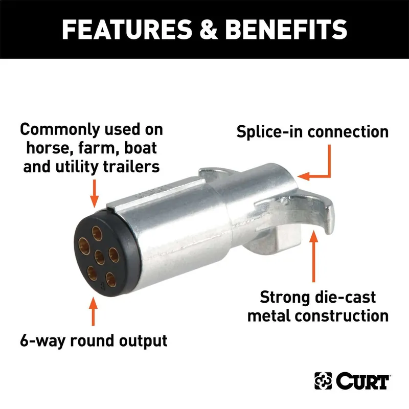 Viral Curt 58080 6-Way Round Connector Plug