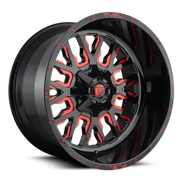 Fuel Offroad Wheels Stroke D612 Gloss Black w/ Red Accents 20x10 -18mm Offset 5x114.3 (5x4.5),5x127 (5x5) Don’t Miss Out