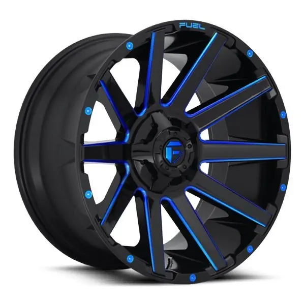 Fuel Offroad Wheels Contra D644 Gloss Black Milled w/ Blue Accents 20x10 -18mm Offset 5x114.3 (5x4.5),5x127 (5x5) One Day Deal