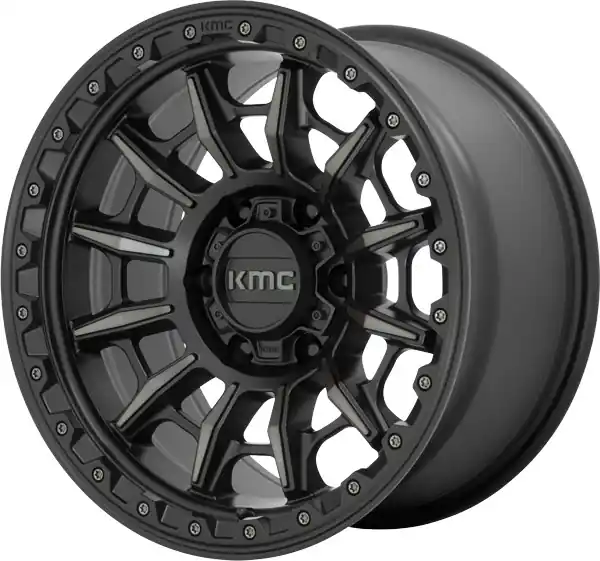 KMC Wheels Carnage KM547 Satin Black with Gray Tint 17x9 -12mm Offset 5x127 (5x5) 2007-2026 Jeep Wrangler / Gladiator Discount