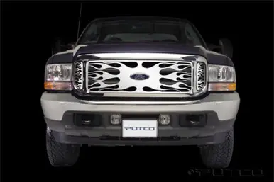 Limited Edition Putco 99-04 Ford SuperDuty w/ Logo CutOut (incl Side Vents) Flaming Inferno Stainless Steel Grille - 89105