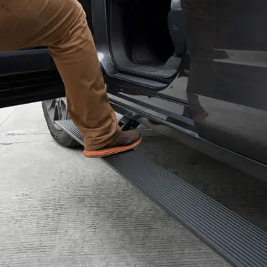 Mega Sale Go Rhino 07-13 Chevrolet Silverado 1500 4DR Crew Cab E1 Electric Running Board Kit - Textured Black - 20404587PC