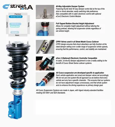 Cusco Street Zero A Coilover RX7 FC3S 40 Step Adjustable - 420 61N CN Worldwide Shipping