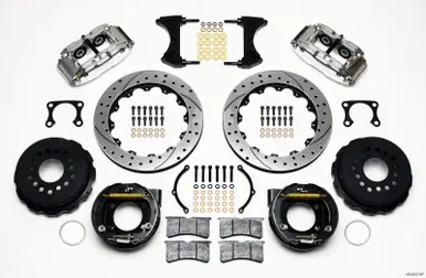 Final Sale Wilwood Narrow Superlite 4R Rear P-Brk Kit 12.88in Drill Polish Big Ford Old Style 2.36in Offset - 140-9217-DP