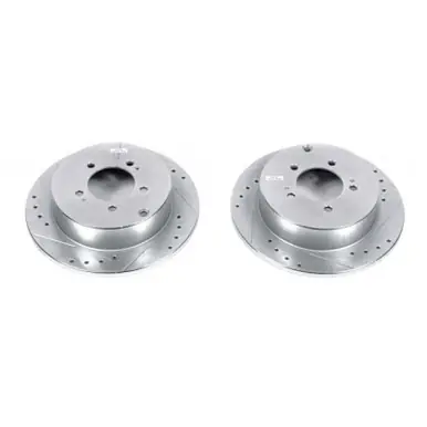 Power Stop 09-15 Mitsubishi Lancer Rear Evolution Drilled & Slotted Rotors - Pair - JBR1374XPR Warranty Included