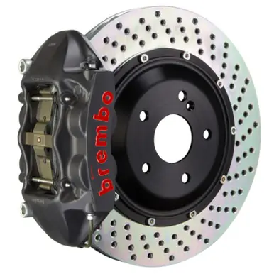 Big Sale Brembo 97-04 986 Boxster S Rear GTS BBK 4 Piston Cast 345x28 2pc Rotor Drilled-Black HA - 2P1.8026AS